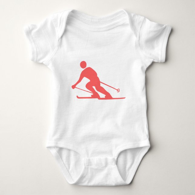 Skiing - Tropical Pink Baby Bodysuit (Front)