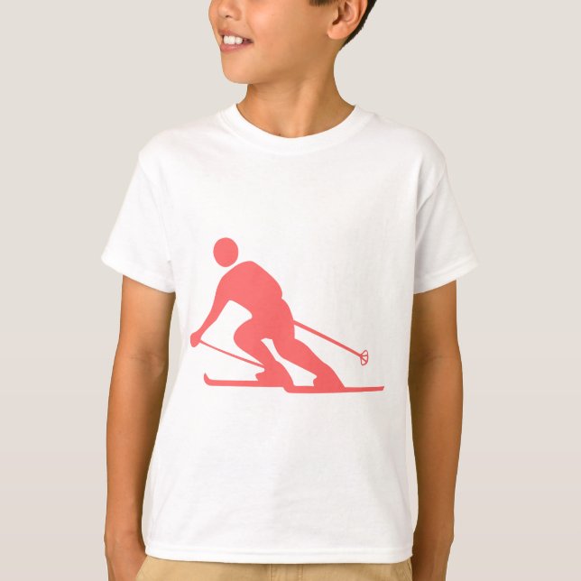 Skiing - Tropical Pink T-Shirt (Front)