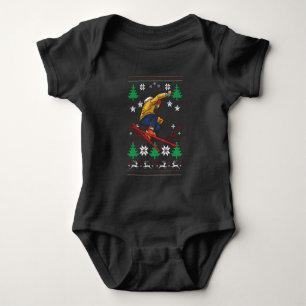 Skiing Ugly Christmas Baby Bodysuit