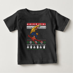 Skiing Ugly Christmas Baby T-Shirt