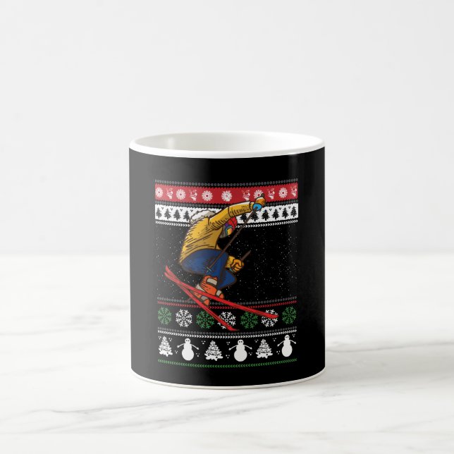 Skiing Ugly Christmas Coffee Mug (Center)