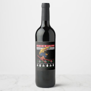 Skiing Ugly Christmas Wine Label