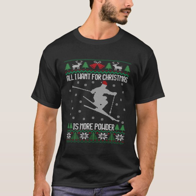 Skiing Ugly Ski Lover Gift Skier For Christmas T-Shirt (Front)