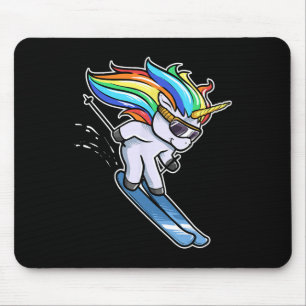 Skiing Unicorn Alpine Downhill Slalom Ski Skier Mouse Pad