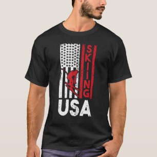 Skiing Usa American Flag Skier Father's Day T-Shirt