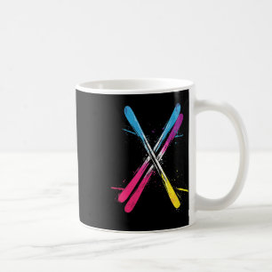 Skiing, Vibrant Design, Crossed Skis Coffee Mug