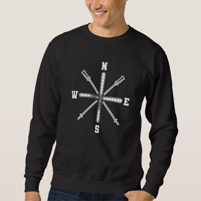 Skiing Wind Rose Skier Winter Sports Sweatshirt (Front)