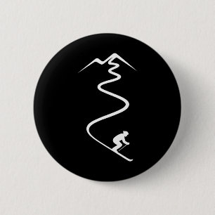 Skiing Winter Sport Ski Mountain 6 Cm Round Badge