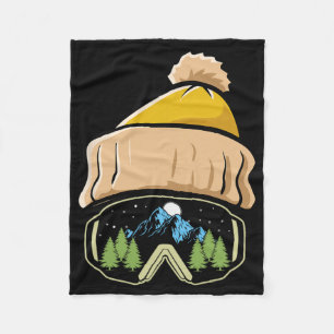 Skiing Winter Sports Ski Hat Snowboard Goggles Sno Fleece Blanket