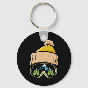 Skiing Winter Sports Ski Hat Snowboard Goggles Sno Key Ring