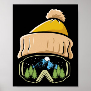 Skiing Winter Sports Ski Hat Snowboard Goggles Sno Poster