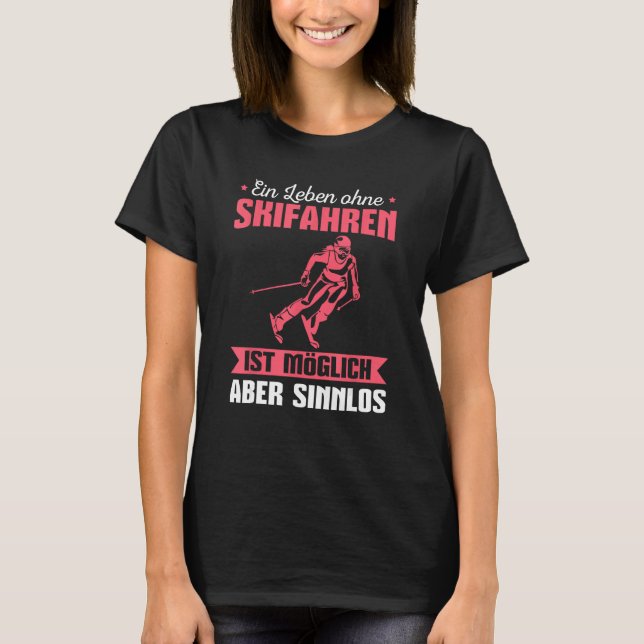 Skiing winter sports ski slopes biathlon skier T-Shirt (Front)