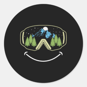 Skiing Winter Sports Ski Snowboard Goggles Snow Mo Classic Round Sticker