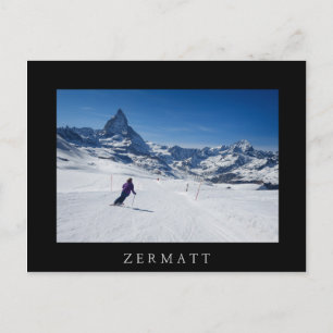 Skiing with Mt. Matterhorn in Zermatt, Switzerland Postcard