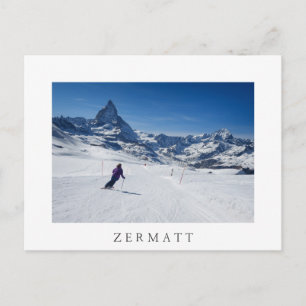 Skiing with Mt. Matterhorn in Zermatt, Switzerland Postcard