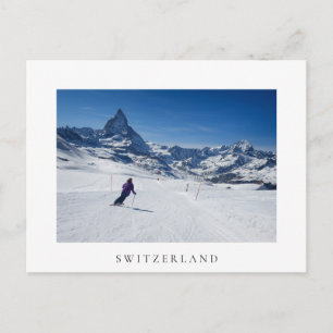 Skiing with Mt. Matterhorn in Zermatt, Switzerland Postcard