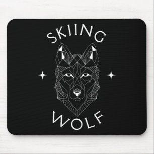 Skiing Wolf Mountain Snow Adventure Winter Sports Mouse Pad