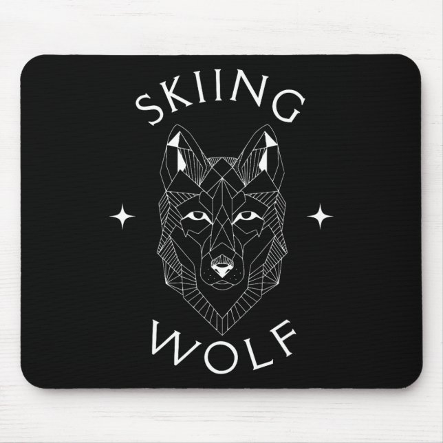 Skiing Wolf Mountain Snow Adventure Winter Sports  Mouse Pad (Front)