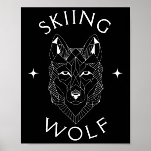 Skiing Wolf Mountain Snow Adventure Winter Sports  Poster