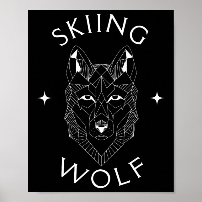 Skiing Wolf Mountain Snow Adventure Winter Sports  Poster (Front)
