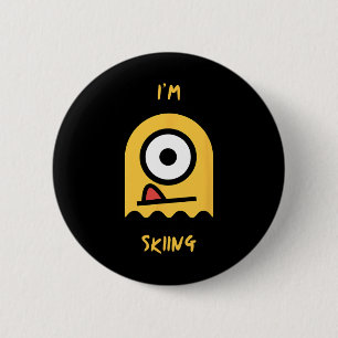 Skiing Yellow Ghost Snow Mountain Slope Adventure  6 Cm Round Badge