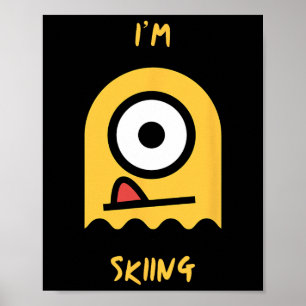 Skiing Yellow Ghost Snow Mountain Slope Adventure Poster