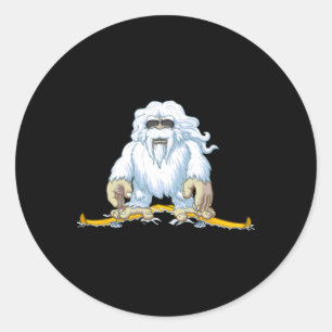 Skiing Yeti , Mountain Snowman Ski Tee Gift Classic Round Sticker