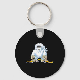 Skiing Yeti , Mountain Snowman Ski Tee Gift  Key Ring