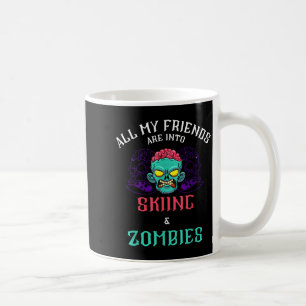 Skiing zombie friends snow mountain slope adventur coffee mug