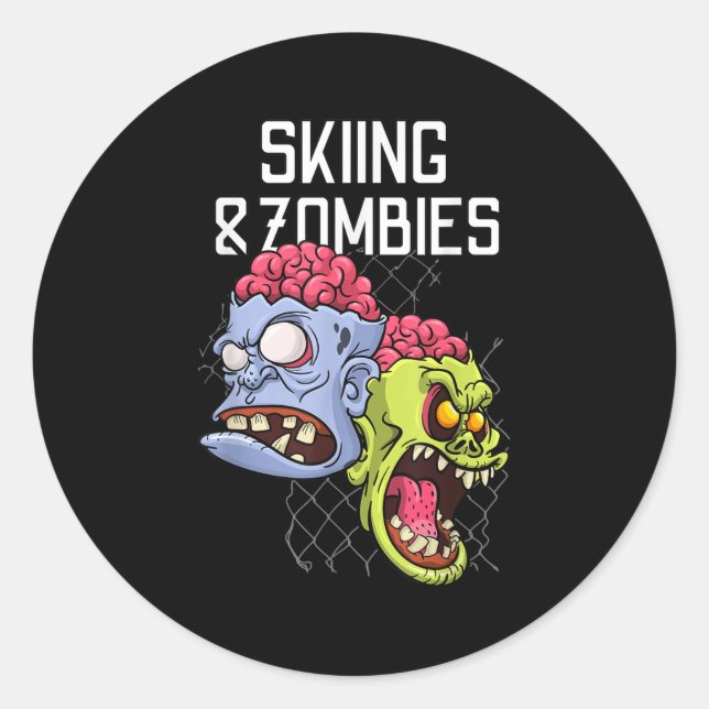 Skiing Zombies Snowboard Slope Apocalypse Snow Day Classic Round Sticker (Front)