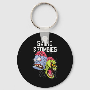 Skiing Zombies Snowboard Slope Apocalypse Snow Day Key Ring
