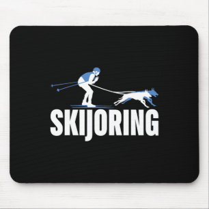 Skijoring Funny Dog Pulling Ski Driving Skiing Lov Mouse Pad