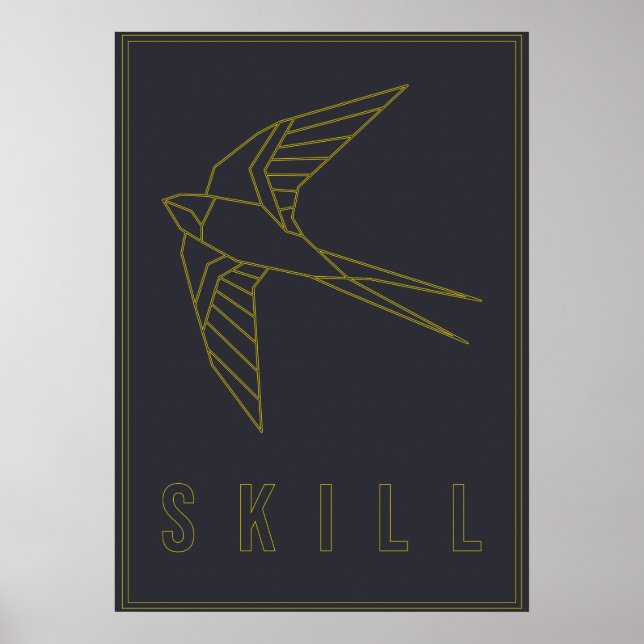 Skill affirmation poster yellow origami bird (Front)