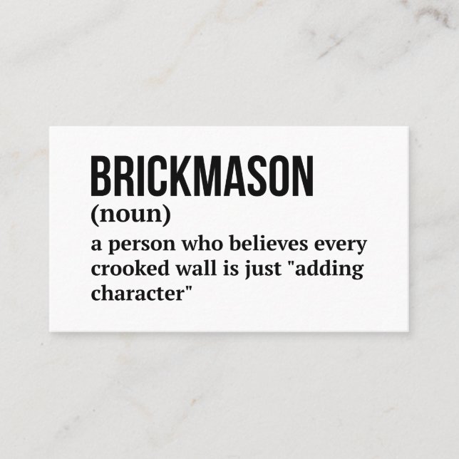 Skilled Brick Mason Definition Gift Business Card (Front)
