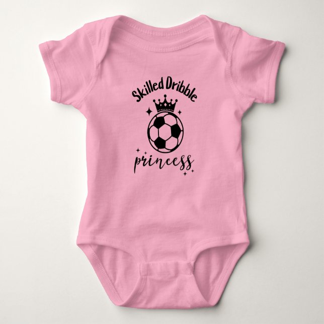 Skilled Dribble Princess Soccer Baby Girl Cute Baby Bodysuit (Front)
