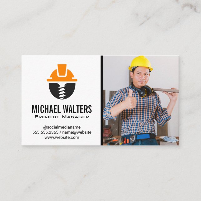 Skilled Worker | Construction Logo Business Card (Front)