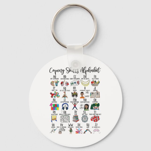 Skills Alphabet Mental Health Awareness Counsellor Key Ring (Front)