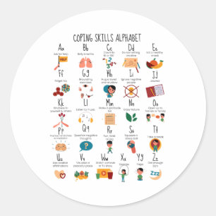 Skills Alphabet School Counsellor Mental Health Sc Classic Round Sticker