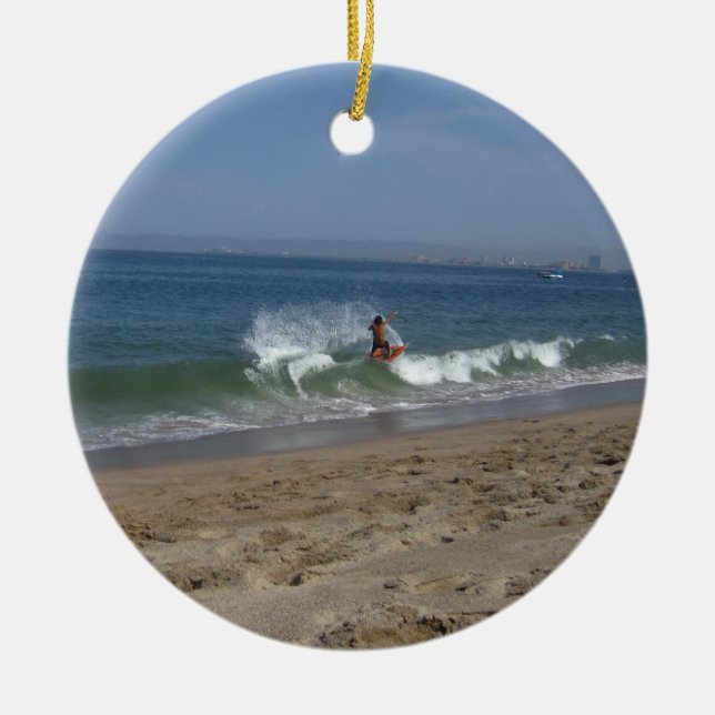 Skimboarder Success Ceramic Ornament (Front)