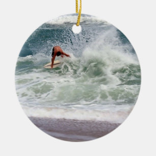 Skimboarding by Shirley Taylor Ceramic Tree Decoration
