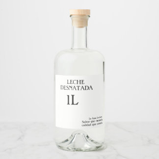 Skimmed milk bottle 1L. Liquor Bottle Label