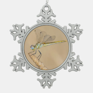 Skimmer Dragonfly Insect Female (CC BY 4.0) Snowfl Snowflake Pewter Christmas Ornament