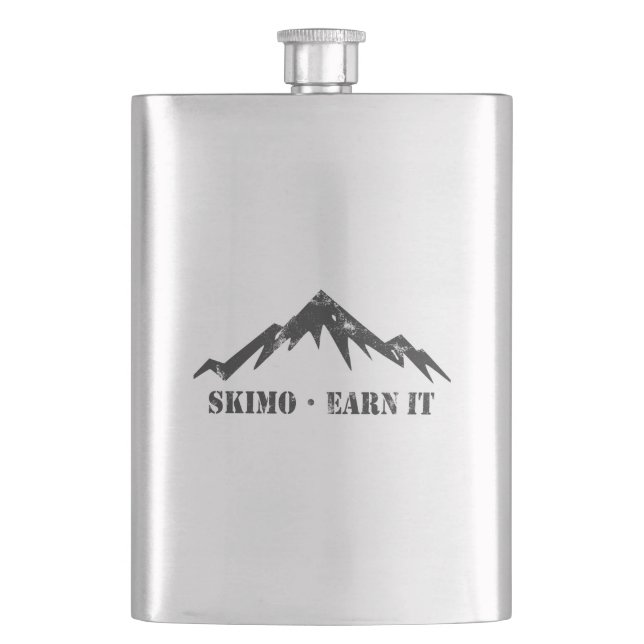 Skimo, Earn It Hip Flask (Front)