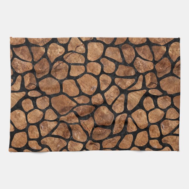 SKIN1 BLACK MARBLE & BROWN STONE TEA TOWEL (Horizontal)
