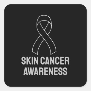 Skin Cancer Awareness Black Ribbon Square Sticker