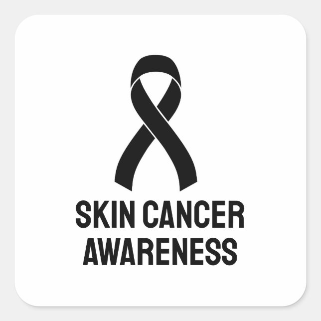 Skin Cancer Awareness Black Ribbon Square Sticker (Front)