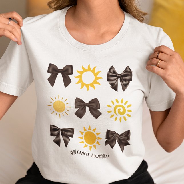 Skin Cancer Awareness black ribbon support gift T-Shirt (Creator Uploaded)