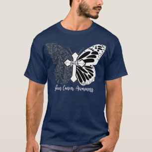 Skin Cancer Awareness Faith Butterfly Cross Gift T-Shirt
