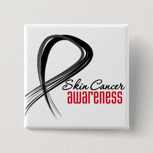 Skin Cancer Awareness Grunge Ribbon 15 Cm Square Badge (Front)
