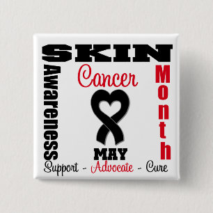 Skin Cancer Awareness Month Heart Ribbon 15 Cm Square Badge